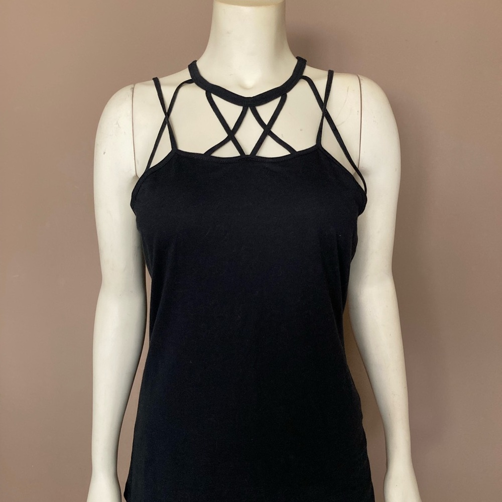 Black strappy tank